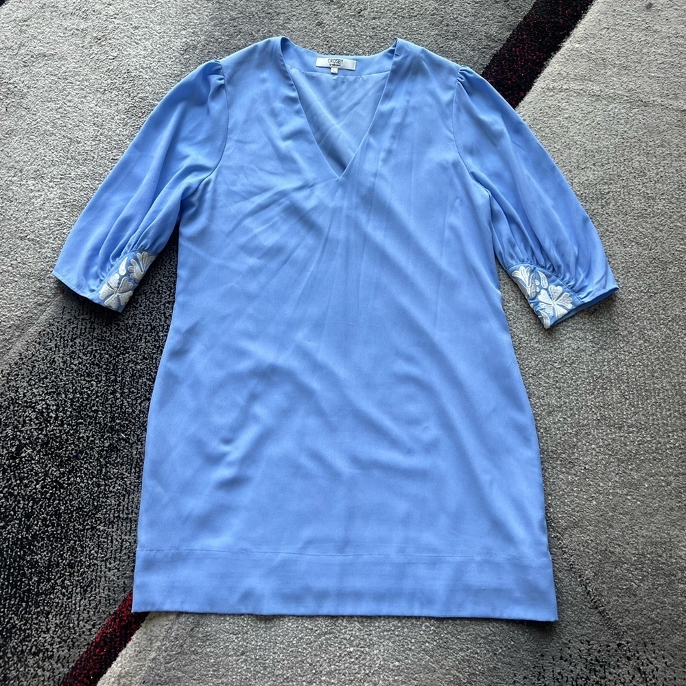 Crosby By Mollie Burch Light Blue Embroidered Shift Dress
